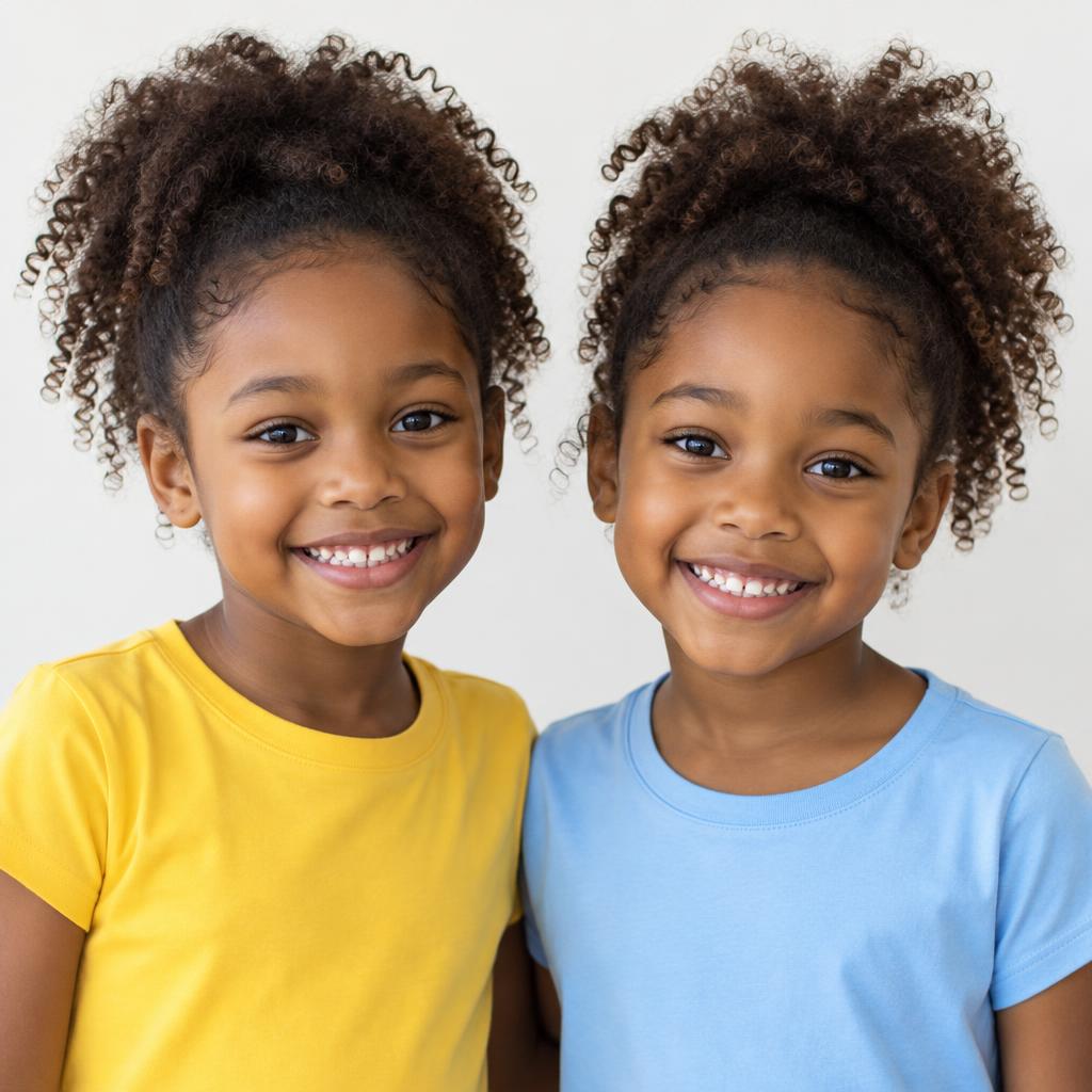 NIKAI learning twins, two smiling African American girls